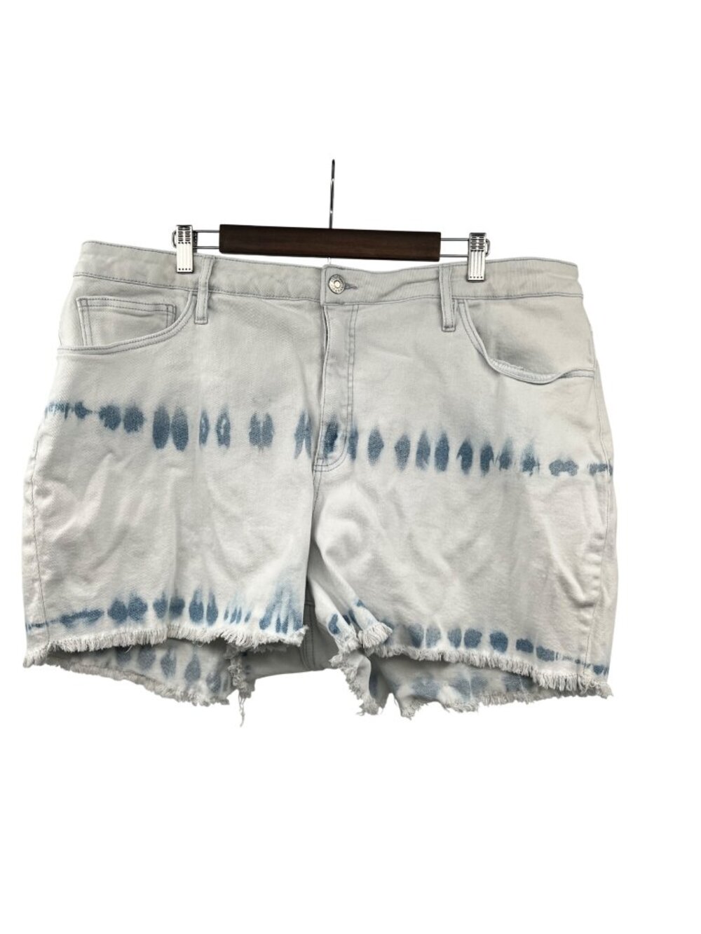 Ava & Viv Womens Cut Off Jean Shorts White/Blue High Rise Size 22W